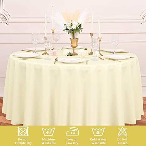 Pesonlook 12 Pack Beige Round Tablecloth 120 Inch Circular Tablecloth by Pesonlook - Used condition - Image 5