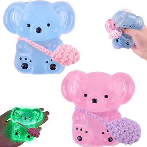 Anboor Koala - Lot de 2 jouets à presser - En cristal doux - Pour soulager le stress - Jouet sensoriel mignon pour enfants et adultes - 8,6 cm