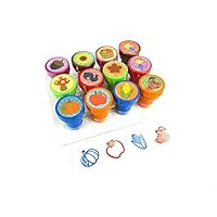 TINYMILLS 12 Pcs Fall Harvest Thanksgiving Stamp Kit for Kids - Thanksgiving Pumpkin Autumn Self Inking Stamps Gift Party Favors