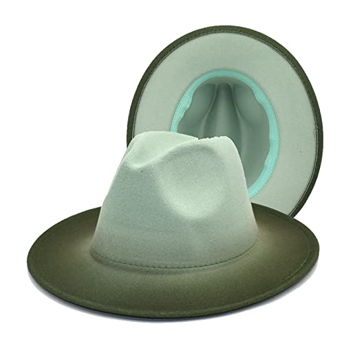 Ihmlyl Sombreros De Pesca Sombrero De Jazz, Color Femenino, Color Degradado, Moda, Sombrero De Lana, Sombrero, Sombrero para El Sol,Verde Menta + Verde Ejército,M (56-58Cm) Cover