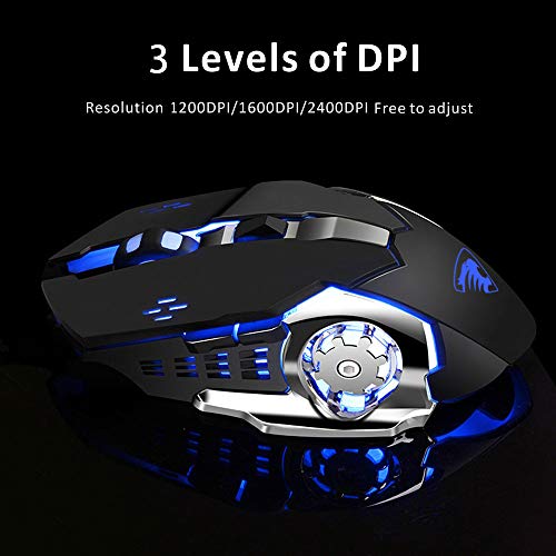 Uciefy Mouse sem fio recarregável T85, mouse ergonômico silencioso 2,4 G óptico portátil com recepto