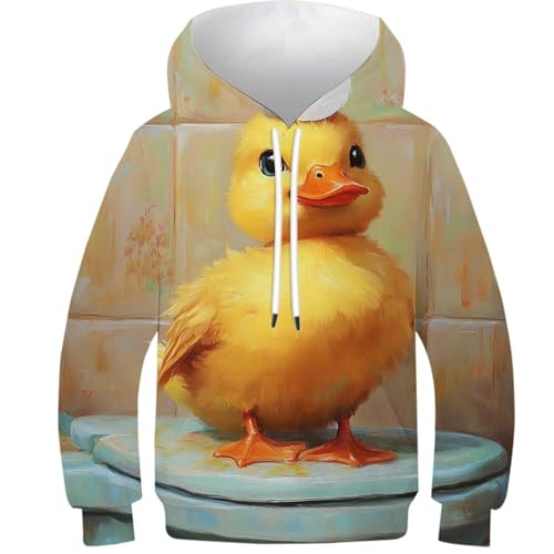 Sweat à capuche canard 3D pour enfant de 9 à 11 ans avec motif rigolo