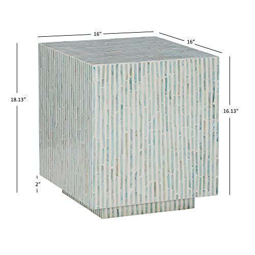 Linon Blue Maura Capiz Cube Accent Table #TOP2