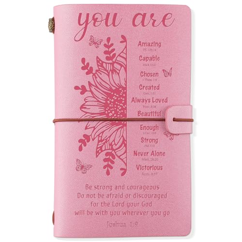 KAAYEE Christian Gifts for Women, Inspirational Encouragement Religious Spiritual Gifts Idea 140 Page Refillable Journal, Birthday Christmas Gifts for Women Pink