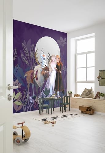 Disney Vlies Fototapete – Frozen Full Moon Hike – Größe 200 x 250 cm – Kinderzimmer, Tapete, Kindertapete, Eiskönigin