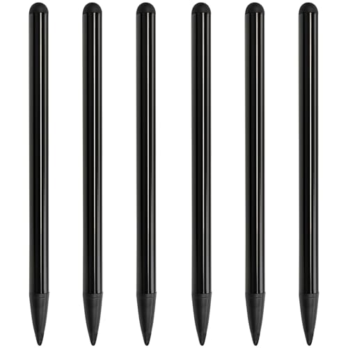 6-Pack Black Dual-Tip Stylus Pens – Universal Touchscreen Stylus Compatible with iPad, Samsung Galaxy, Smartphones & Resistive GPS Devices