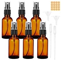 Maxmoc 30ml Braunglas Sprühflasche, 6 Stück Sprühflasche Klein Glas, Nachfüllbar Zerstäuber Sprühflasche mit Trichte, Tropferr und Etiketten für Wasser Alkohol Kosmetik Parfüm Aromatherapie