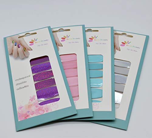 Bornbeauty 4Pcs Nail Polish Wraps Kit Mirror Silver Pink Design Stickers For Women Girls Fingers And Toes Diy Manicure Kits #TOP7