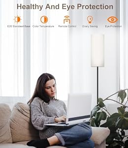 USTO Dimmable Floor Lamp with Remote, 12W Led Bulb and Foot Switch, Black — photo 6 of 6