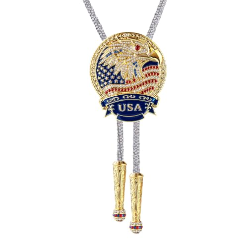 Image of GelConnie Bolo Ties for Men Women Western Cowboy Tie Mens Western Necklace Leather Necktie Gold Bolero Tie Cowboy Necklace