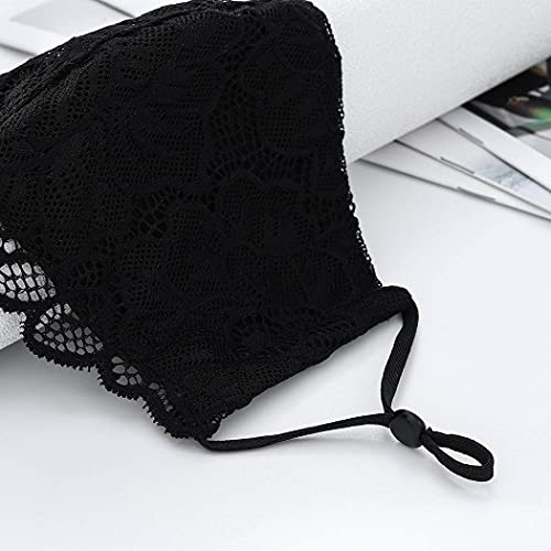 Reetan Wedding Flower Mouth Cover Bridal Lace Mask Washable Adjustable Mouth Jewelry Accessories For Women And Bride (Black) #TOP2