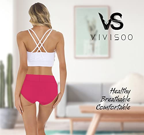 Vivisoo Womens Panties Cotton Stretch Hipster Briefs Mid Rise Underpanty Breathable Comfy Undies Soft Seamless Boyshorts Underwear 5-Pack Classic Large #TOP2