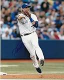 MARK DEROSA TORONTO BLUE JAYS ACTION SIGNED 8x10 - Autographed MLB Photos