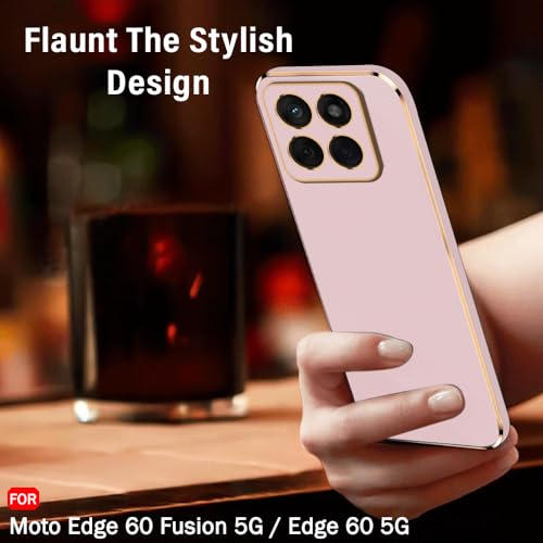 Image of TheGiftKart Luxurious Golden-Plated Back Cover Case for Motorola Moto Edge 60 Fusion 5G / Edge 60 5G | Raised Lips for Camera & Screen Protection | Shockproof Design | Stylish Back Cover (TPU, Pink)