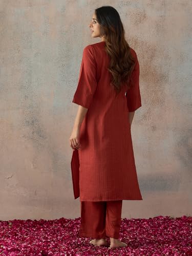 Image of Hritika Women's Cotton Blend Jacquard Woven Kurta with Palazzo Set HRKB0048
