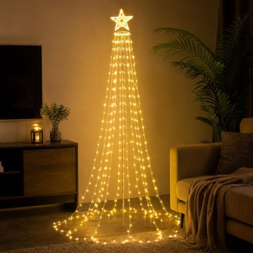 80in Star Waterfall Lights with A Bright Top Star, Decorative Led Lights - image 3
