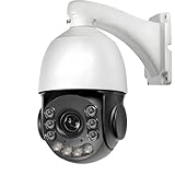 GLOBAL SECURITY Caméra IP POE PTZ 8 MP 4 K 54 X Zoom optique Speed Dome – Vision nocturne en couleur laser, suivi automatique, IP66, PoE