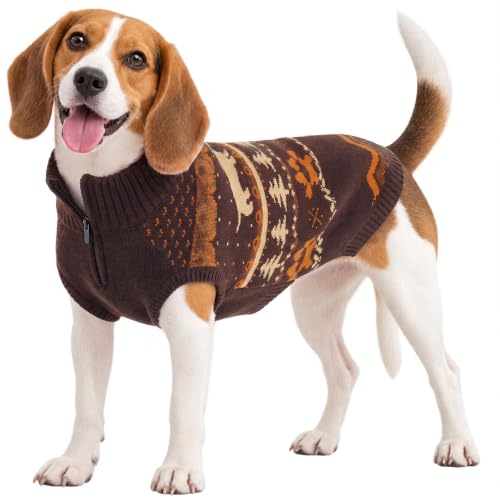 IECOii Christmas Nordic Dog Sweater for Medium Dogs Girl Boy,Mock Neck Knit
