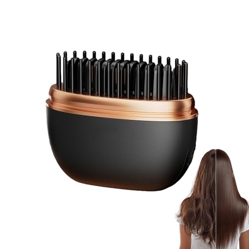 Image of Mini Straightener, 2-in-1 Cordless Hair Straightener Comb,Rechargeable Portable Hair Straightener Brush, 3-Speed Temperature Control, Anti-Scald Shell, Lightweight & Portable Travel (Black)