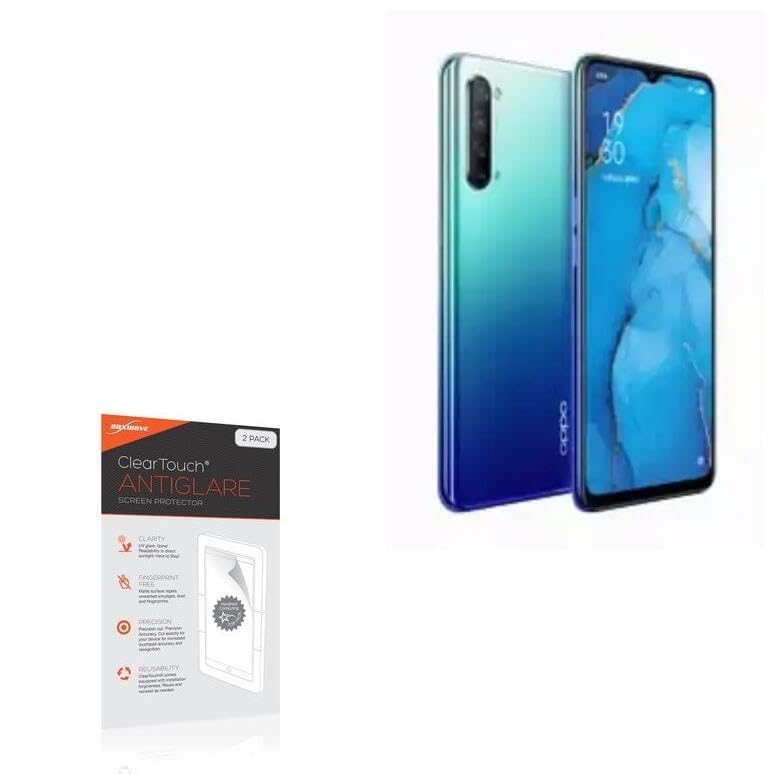 BoxWave Screen Protector Compatible with Oppo Reno3 - ClearTouch Anti-Glare (2-Pack), Anti-Fingerprint Matte Film Skin