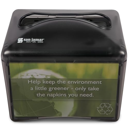 San Jamar H4003TBK H4003 Venue Table Top Interfold Napkin Dispenser, 200 Capacity, Black Pearl