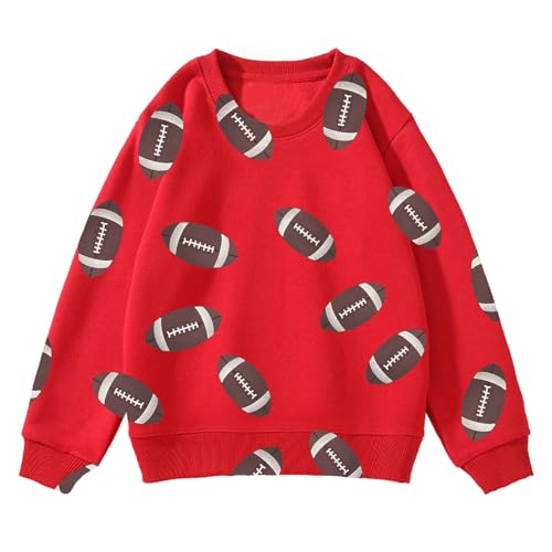 Unisex Kids Tie Dye Sweatshirt Autumn Winter Boys And Girls Rugby Printed Casual Hoodie Long Sleeve (Red, 10-11 Years)