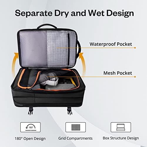 Travel Backpack 35L Carry on Backpack Expandable 17.3 Inch Laptop Backpack Waterproof Business Backpack Hand Luggage Backpack With USB Charging Port Rucksack Bag For Trekking Hiking Camping Travel