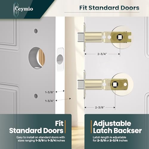 Image of Glass Door Knobs for Interior Doors - Vintage Crystal Privacy Bedroom & Bathroom Door Knob with Lock - Diamond Cut Door Handle - Satin Brass Finish (1 Pack)