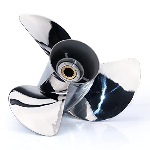 Boat Propeller Fit Yamaha 115P 60 75 90 100 115 130 Hp Outboard Engines, Stainless Steel 15 Spline Tooth Prop, Rh, Oem #TOP1