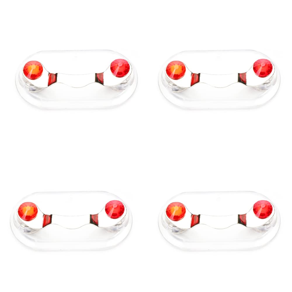 4PCS Magnetic Eyeglass Holder Stainless Steel Mini Sunglass Racks 12 Colors Bat Shape ID Badge Holders(Red)