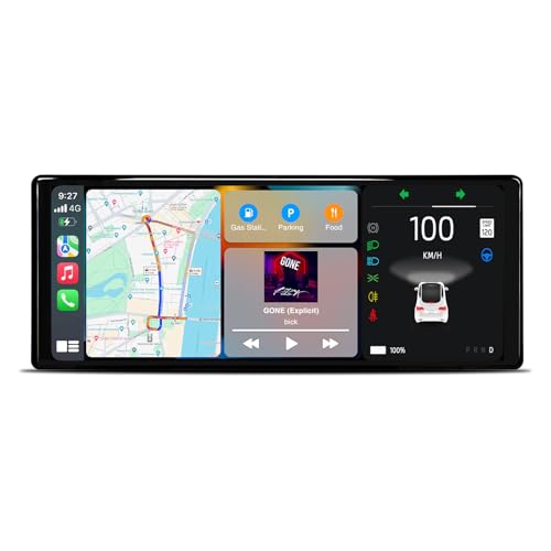 Head Up Display for Tesla Model Y 2019-2024 & Model 3 2017-2023 with Wireless/Wired Carplay Android Auto Bluetooth Synchronous Data Shows The Battery, Mileage, Speed(10 inch)