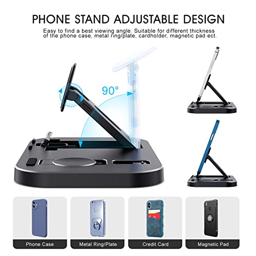 Portable 3 In 1 Charging Station For Apple Products, Foldable Charging Dock For Iphone/Airpodsi Series, Charging Stand Compatible With Iwatch Ultra/8/7/6/5/4/3/2/1/Se(With 15W Adapter)(Black) #TOP3