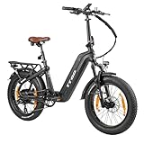 ttgo F8 E-Bike Herren Damen, 20'*3,0 Elektrofahrrad Klapprad E-Fahrrad, 48V 18AH Akku, bis zu 150 km, 7-Gang-Getriebe, 250W Motor, Pedelec City EBike für Unisex-Erwachsene (Schwarz)