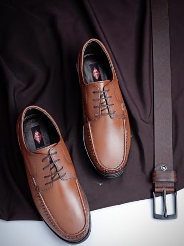 Image of Lee Cooper LC2131B3R Men's Leather Derby Formal Shoes | Lightweight, Comfortable & Stylish Lace-Ups for Office, Business