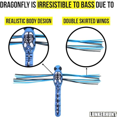 LUNKERHUNT Top Water Fishing Lures | Baits for Bass Fishing | Realistic Fishing Bait with Resistent Skirts | Weedless bass Fishing Lures for Freshwater and Saltwater | Easy to Use. (Bug Combo) - Thumbnail 5