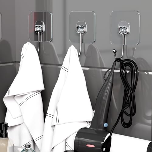 Galetcy Wall Hooks - 25 Pack 15lb(Max) 180 Degree Rotating Transparent Seamless Hooks Waterproof and Oil Proof for Cabinet Kitchen Bathroom Ceiling Office Window — view 5