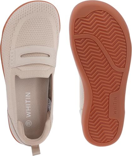 Image of WHITIN Women's Wide Toe Box Loafers Slip On Flats W607 | Roomy Forefoot Comfort, Effortless Wear, Balanced Foot Alignment, Breathable Knit Upper, Natural Walking Feel