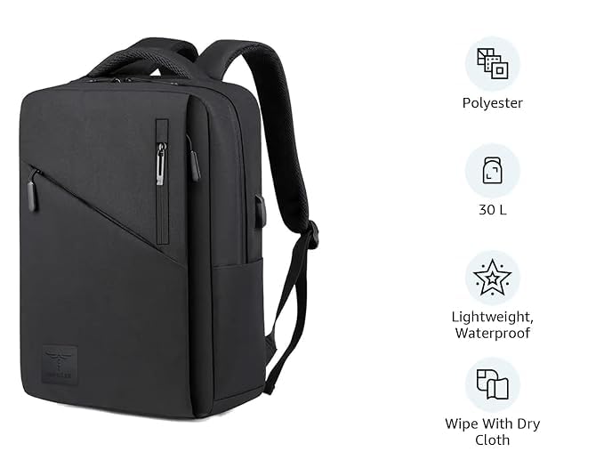 Impulse V2 Elite 30L Water Resistant Laptop Backpack | USB Port | Fits 16'' Laptop | Office, College & Travel Use |(Black) 2