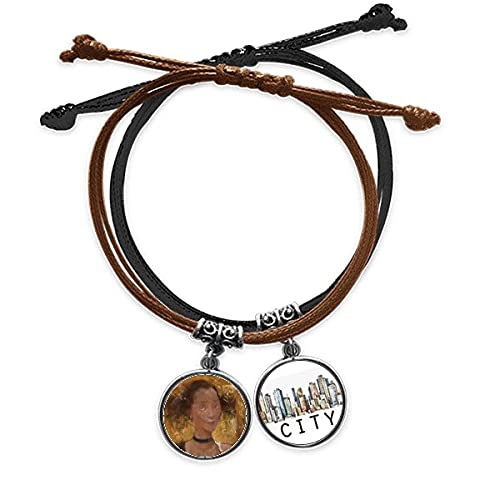 Bracelet Fille des Portraits xjj en cuir et corde tressée