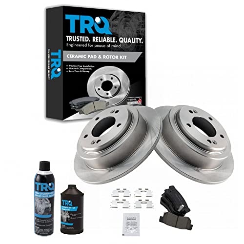 Image of TRQ Rear Brake Pad & Rotor Kit, with Chemical Kit Ceramic Compatible with 2004-2006 Kia Amanti