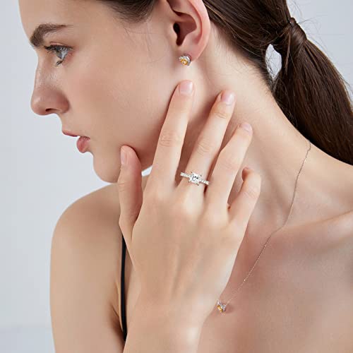 Moykuln Moissanite Engagement Rings For Women 1.5Ct D Color Vvs1 Clarity 925 Sterling Silver Rings Women Wedding Rings Princess Cut Gemstone Lab Created Diamond Promise Ring For Her Size 7.5 #TOP4