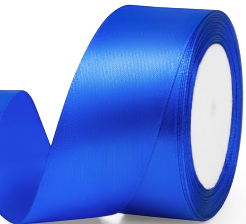 Quhora 1-1/2" x 25 Yards Satin Ribbon, Royal Blue Silk Ribbon Ideal for Gift Wrapping, Floral Bouquets, Crafts, Wedding Party Decorations, Christmas and Sewing Projects
