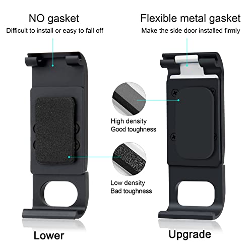 Image of GEPULY Aluminum Side Door for GoPro Hero 13 /12 /11 /10 /9 Black, Mission 1 /Mission 1 Pro, Removable USB Pass Through Door Battery Cover Type-C Charging Port Clip Repair Parts Accessories Accessory Kit