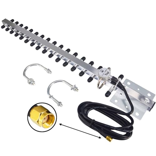 Yagi WiFi Antenna 2.4GHz 25dBi RP-SMA Connector High Gain Yagi Directional Antenna Booster with 1.5M Cable Long Range for Network Router/USB Adapter/Reapter/Extension Network PCl Card/Security Camera by Kaunosta - Used condition - US$29.99