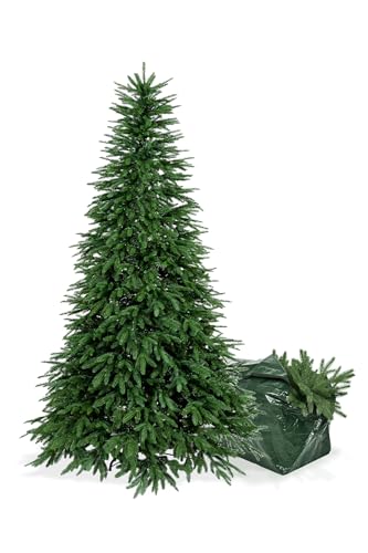 BOP Albero di Natale Orione 180 cm, in PE Real Touch e PVC, Rami Rasoterra, Apertura a Ombrello, Borsa Omaggio, Molto Folto e Realistico