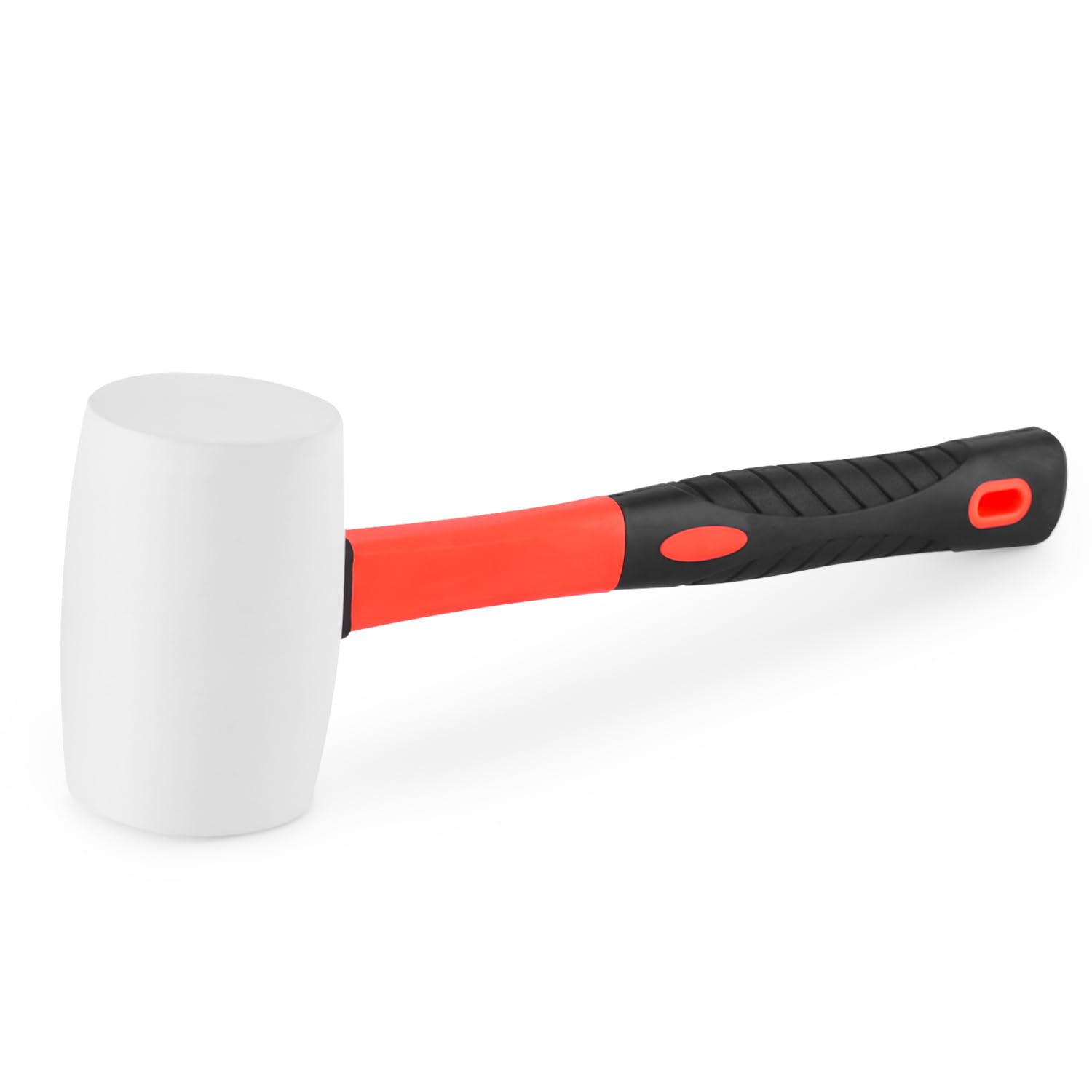 White Heavy Duty 16Oz Large Rubber Mallet with Fiber Shaft Mallet Shock Absorbing Easy Grip, White 16oz (Pack of 1)