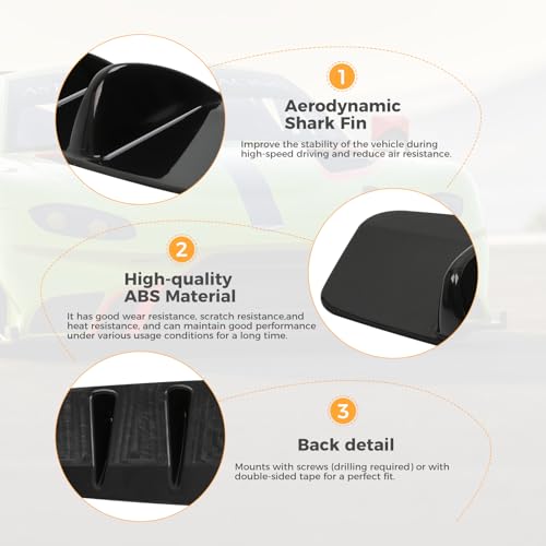 DREAMOTOR 33\" Car Rear Bumper Lip, Universal Rear Diffuser Shark Fin Style Bumper, Wing Spoiler Splitter Spoiler, Compatible with Honda Civic Accord Volkswagen VW Jetta Audi A3 Ford Explorer Chrysler