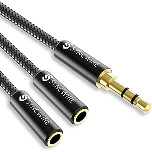 SYNCWIRE Headphone Splitter, 3.5mm Nylon-Braided Male to 2 Female Y Cable