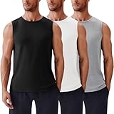 PINSPARK Men's 3 Pack Workout Tank Tops Gym Sleeveless Shirts Quick Dry Training Muscle Shirts for Men