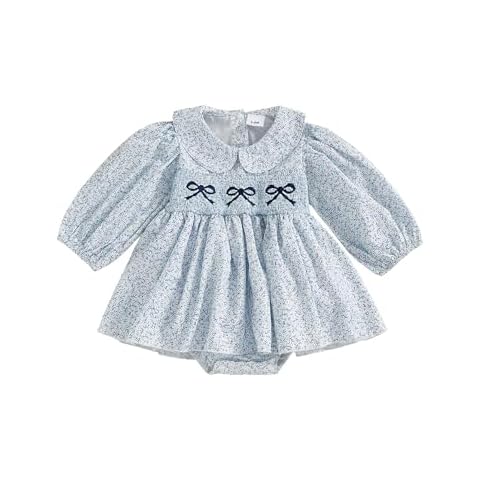 ZZLBUF Baby Girl Clothes Short/Long Sleeve Bow Floral Romper Dress Bubble Bodysuit Newborn Infant One-Piece Outfits Cover